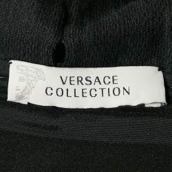 Versace Collection Black Crepe Lace Trim Sleeveless Short Dress M