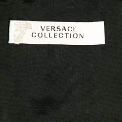 Pre Owned Versace Collection Black Crepe Embellished Strap Detail Mini Dress M