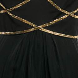 Pre Owned Versace Collection Black Crepe Embellished Strap Detail Mini Dress M