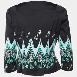 Versace Collection Black Printed Zip-Up Blouse Jacket L