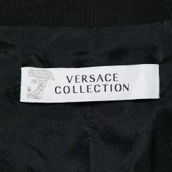 Pre Owned Versace Collection Black Crepe Zip Detail Blazer XS