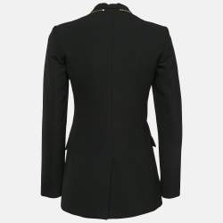 Pre Owned Versace Collection Black Crepe Zip Detail Blazer XS