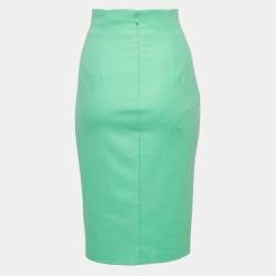 Versace Collection Green Cotton Blend Button Detail Pencil Skirt M