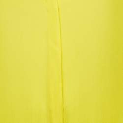 Pre Owned Versace Collection Yellow Embellished Collar Silk Short Sleeve Shirt M
