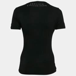 Versace Collection Black Half Medusa Embellished Knit Top M