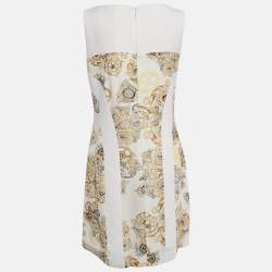 Versace Collection White/Multicolor Printed Crepe Sleeveless Mini Dress M