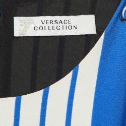 Versace Collection Blue Chain Print Crepe Sleeveless Dress S