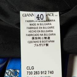 Versace Collection Blue Chain Print Crepe Sleeveless Dress S