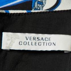 Versace Collection Blue Chain Print Crepe Sleeveless Dress S
