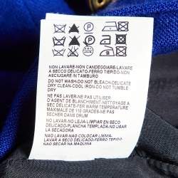 Versace Collection Blue Cady Button Detail Pencil Skirt L