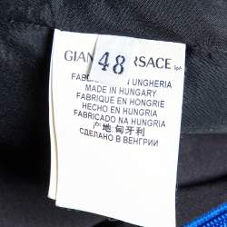 Versace Collection Blue Cady Button Detail Pencil Skirt L