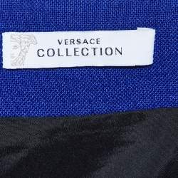 Versace Collection Blue Cady Button Detail Pencil Skirt L