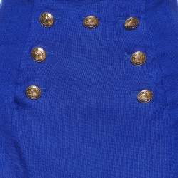 Versace Collection Blue Cady Button Detail Pencil Skirt L