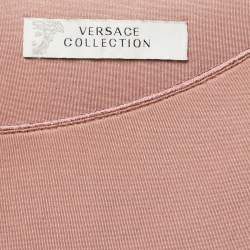 Pre Owned Versace Collection Pink Neoprene Embellished Hem Mini Dress S