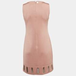 Pre Owned Versace Collection Pink Neoprene Embellished Hem Mini Dress S