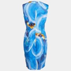 Pre Owned Versace Collection Blue Abstract Print Cotton Sleeveless Short Dress L