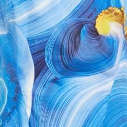 Pre Owned Versace Collection Blue Abstract Print Cotton Sleeveless Short Dress L