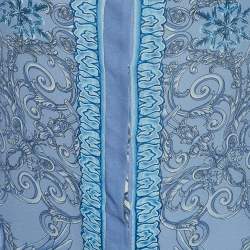 Versace Collection Blue Printed Silk Sheer Shirt S