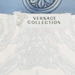 Versace Collection Blue Printed Silk Sheer Shirt S