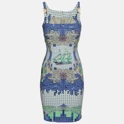 Versace Collection Multicolor Printed Crepe Sleeveless Dress S