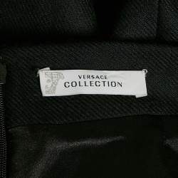 Versace Collection Black Sequin Embellished Wool Pencil Skirt M