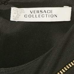 Versace Collection Black Stretch Crepe Zipper Detail Sheath Dress M