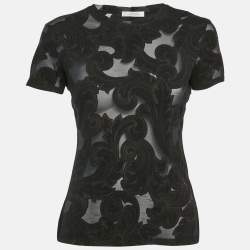 Versace Collection Navy Blue Patterned Jersey T-Shirt S