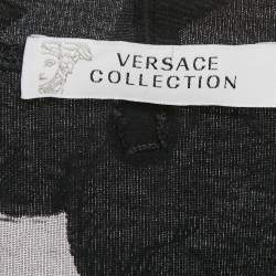Pre Owned Versace Collection Navy Blue Patterned Jersey T-Shirt S