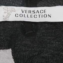 Pre Owned Versace Collection Navy Blue Patterned Jersey T-Shirt S
