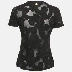 Pre Owned Versace Collection Navy Blue Patterned Jersey T-Shirt S