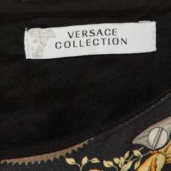 Versace Collection Black Baroque Print Crepe Shift Dress M