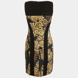 Versace Collection Black Baroque Print Crepe Shift Dress M