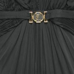 Pre Owned Versace Collection Black Silk Drape Detail V-Neck Maxi Dress M