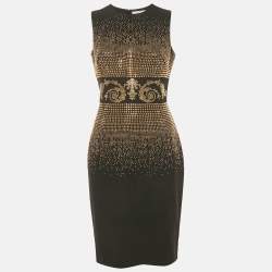 Pre Owned Versace Collection Black Studded Jersey Mini Dress M