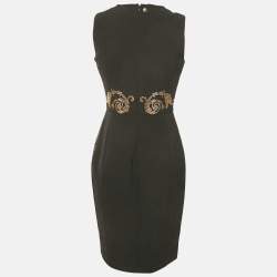 Pre Owned Versace Collection Black Studded Jersey Mini Dress M