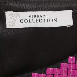 Pre Owned Versace Collection Black Embellished Wool Blend Short Dress L