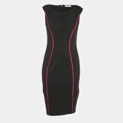 Pre Owned Versace Collection Black Contrast Trim Jersey Bodycon Dress M