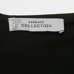Pre Owned Versace Collection Black Contrast Trim Jersey Bodycon Dress M