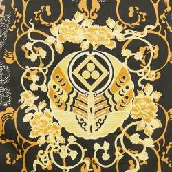 Pre Owned Versace Collection Black Printed Crepe Pencil Skirt M