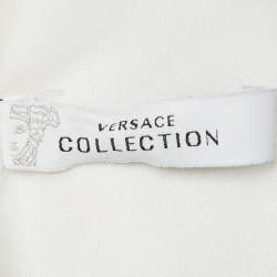 Pre Owned Versace Collection White Satin Overlay Detail Maxi Dress S