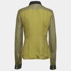 Pre Owned Versace Collection Yellow Printed Silk Shirt M