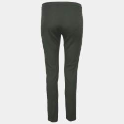 Pre Owned Versace Collection Green Crepe Slim Fit Trousers M