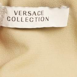 Pre Owned Versace Collection Blue Silk Drape Detail Maxi Dress S