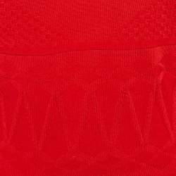 Pre Owned Versace Collection Red Geometric Pattern Knit Jumper M