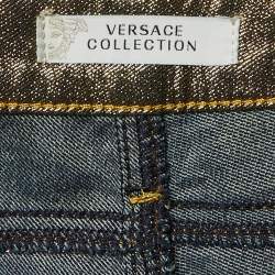 Pre Owned Versace Collection Gold Metallic Slim Fit Jeans L