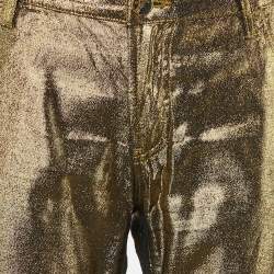 Pre Owned Versace Collection Gold Metallic Slim Fit Jeans L