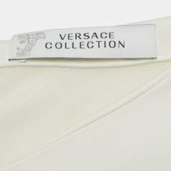 Pre Owned Versace Collection White Jersey Cape Detail Maxi Dress M