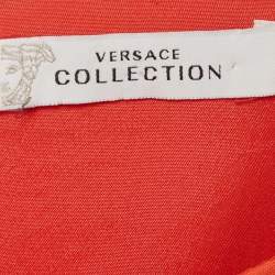 مملوكة مسبقًا Versace Collection Orange Cotton Belted Mini Dress M