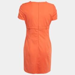 مملوكة مسبقًا Versace Collection Orange Cotton Belted Mini Dress M