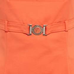 مملوكة مسبقًا Versace Collection Orange Cotton Belted Mini Dress M